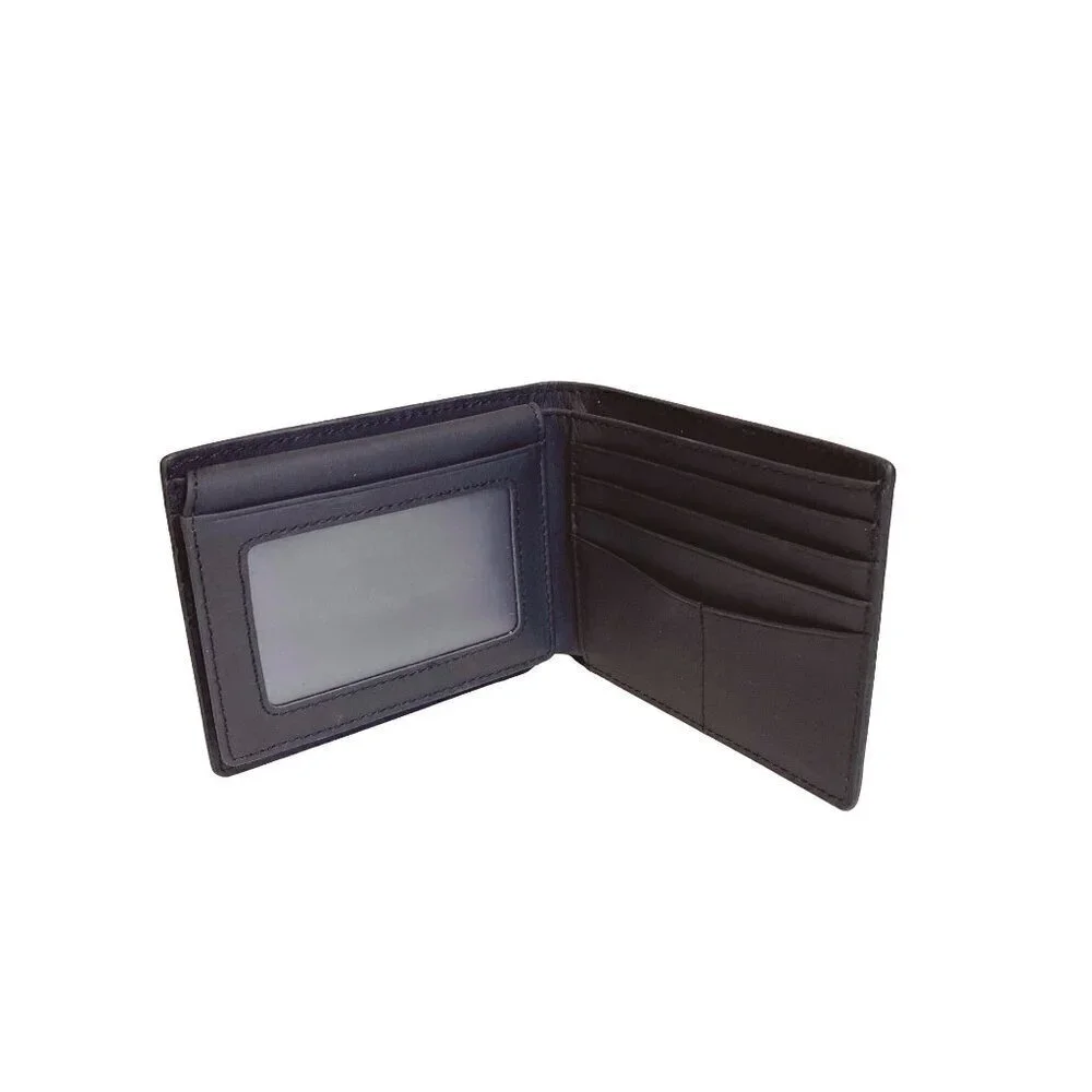 Men’s Bifold‎ Black Wallet Interior Card Slots ID Window NWB